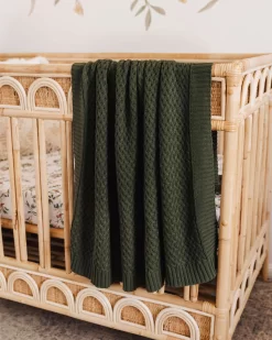 Snuggle Hunny Kids Diamond Knit Baby Blanket Olive
