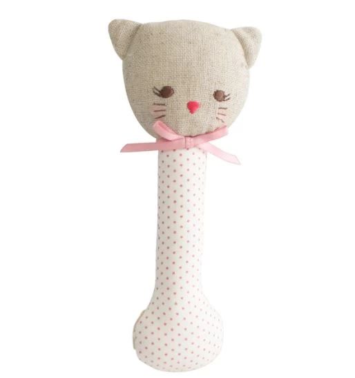 Alimrose Kitty Stick Rattle Spot Pink