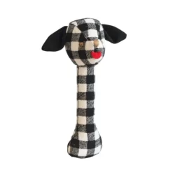 Alimrose Puppy Stick Rattle Black Check Linen