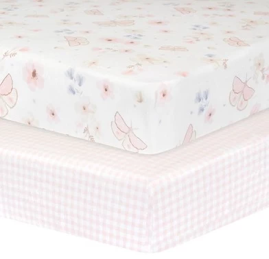 Living Textiles Butterfly Garden Cot Fitted Sheets 2pk
