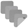 Living Textiles Face Washers 4pk Grey Stripe/Melange