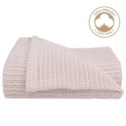 Living Textiles Organic Bassinet Cellular Blanket Pink