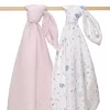 Living Textiles Organic Muslin Swaddle 2pk Botanical/Blush