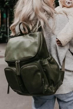 OiOi Backpack Faux Leather Olive