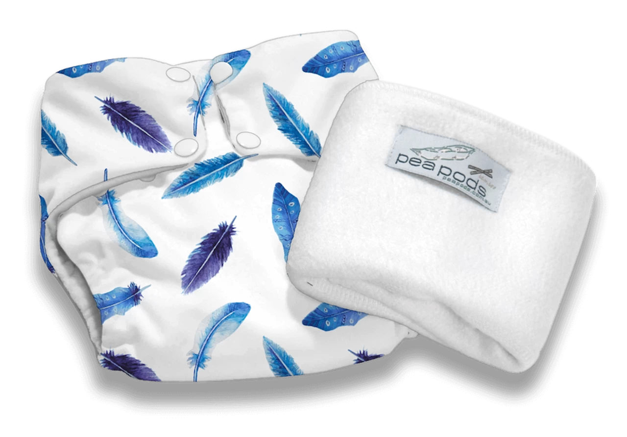 Pea Pods Reusable Cloth Nappy Feathers