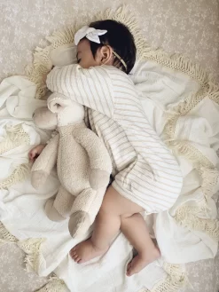 Mini & Me Lace Trim Cotton Swaddle Ivory