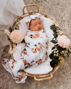 Snuggle Hunny Kids Jersey Wrap & Beanie Set Rosebud