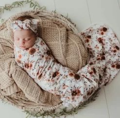 Snuggly Jacks Jersey Wrap & Topknot Set Willow